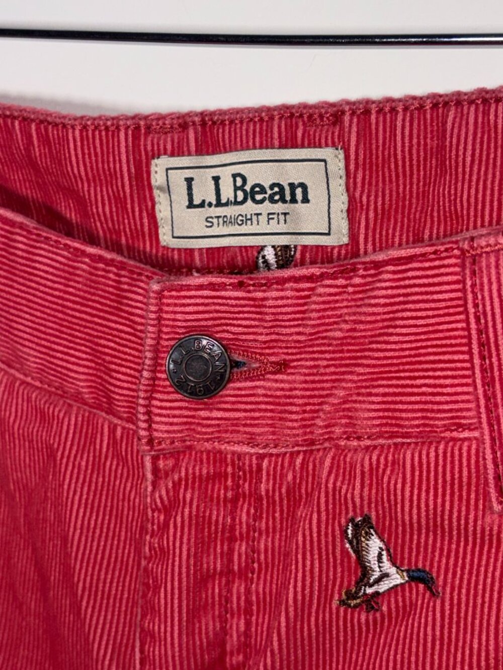 Women's VINTAGE L.L. Bean Mallard Duck Embroidered Corduroy Pant Salmon size 12T - Picture 4 of 16